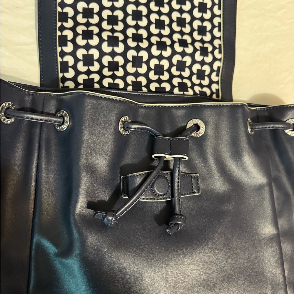 NWOT Vera Bradley Navy Blue Leather Backpack - Picture 3 of 5